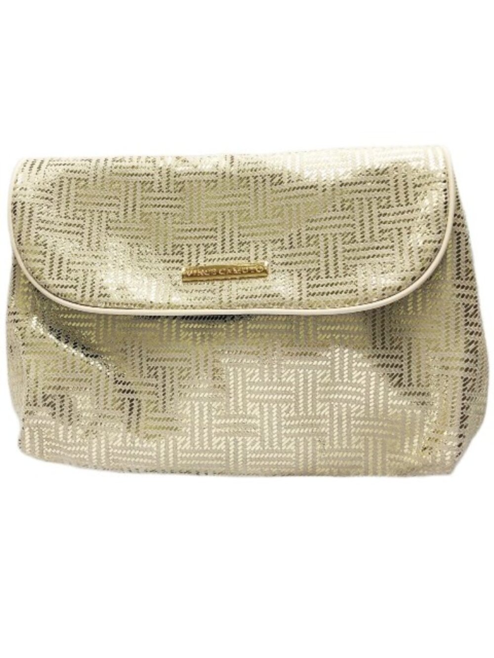 Vince Camuto Glam Gold Metallic Makeup Bag w/ Clear Zip Pockets